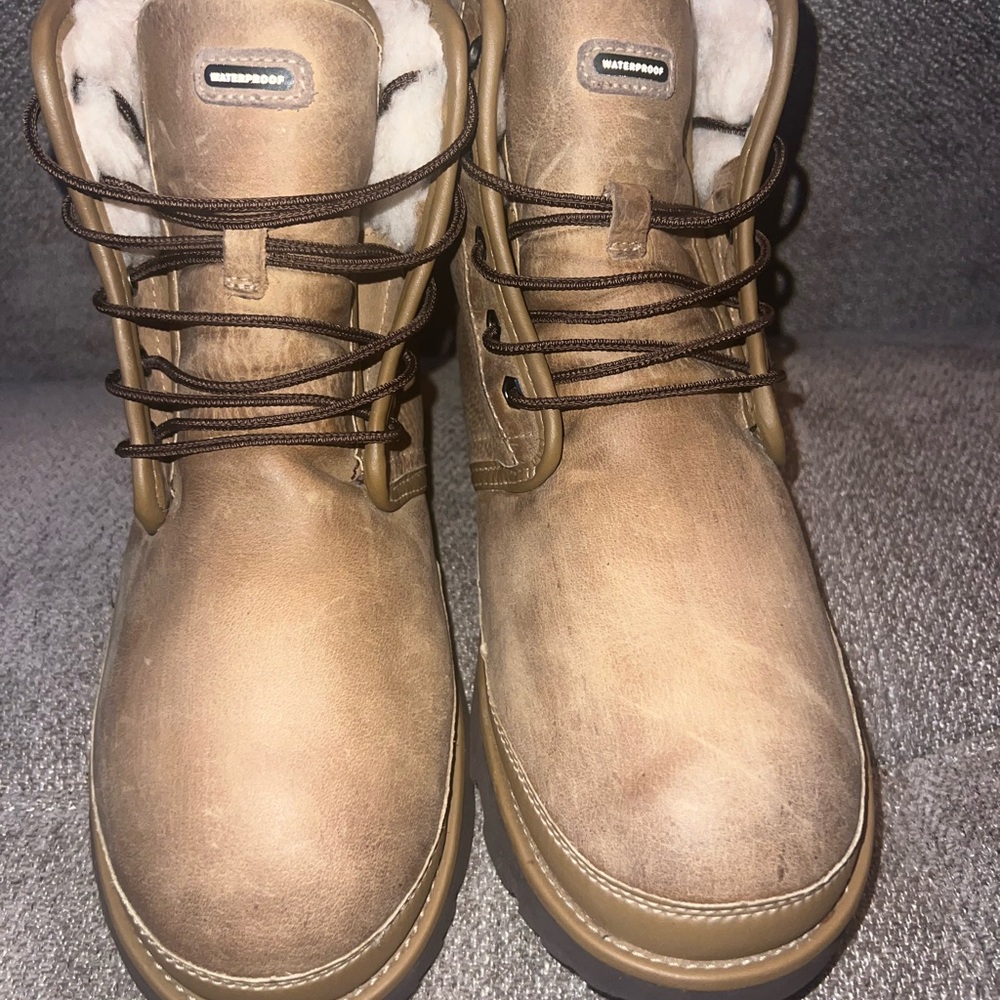 UGG Men's Brown Leather Waterproof Boots